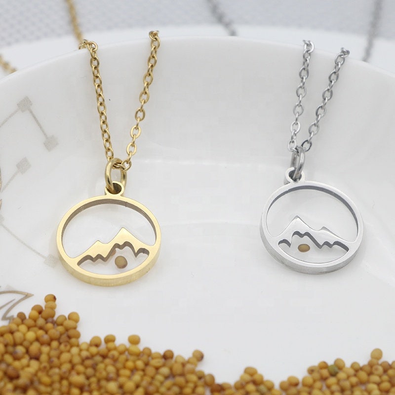 Gold Mustard Seed Mountain Necklace