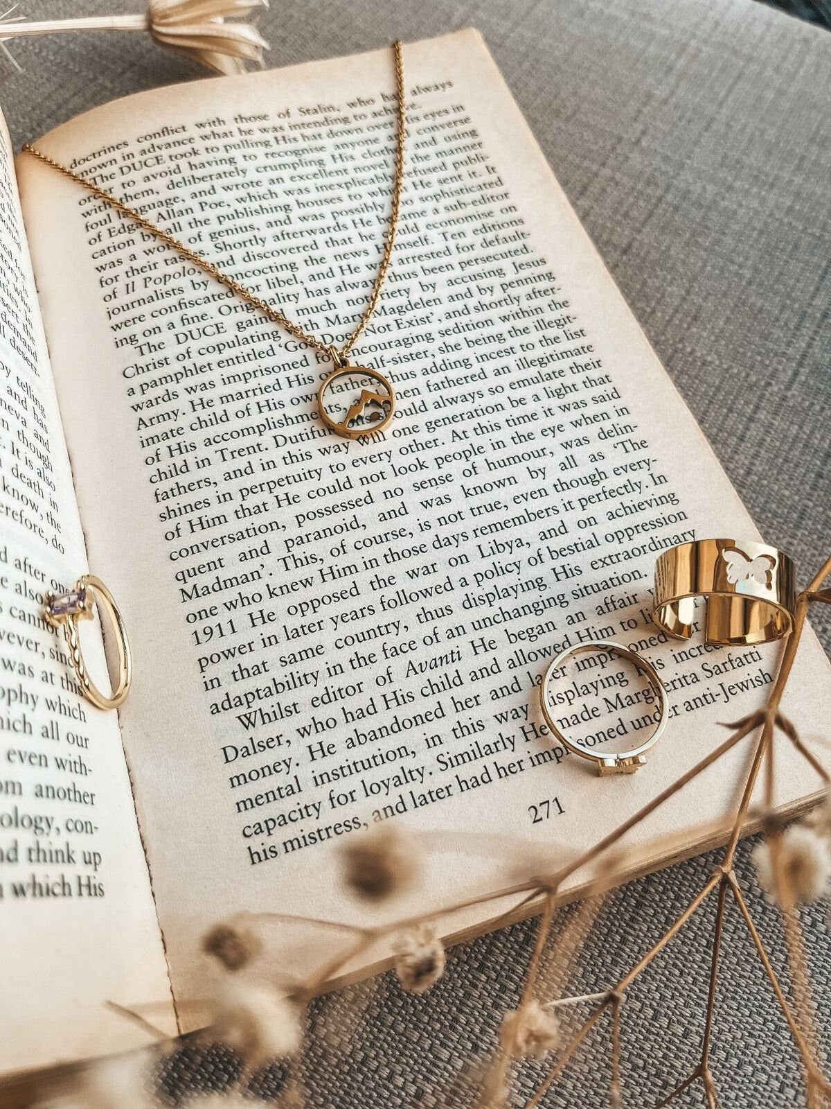 Gold Mustard Seed Mountain Necklace