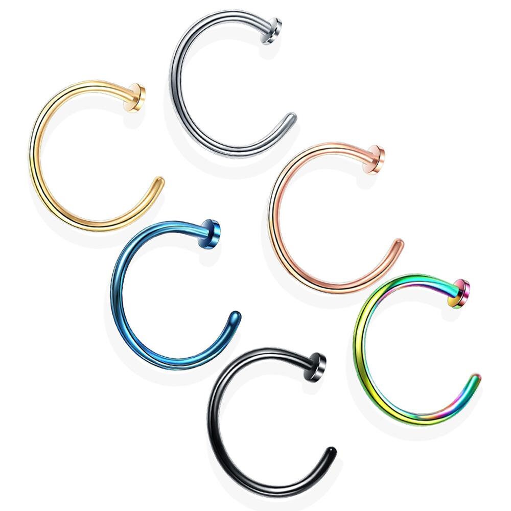 Fake Nose Ring, Faux Nose/Lip Hoop Piercing, 6mm 8mm 10mm, Gold, Silver, Rainbow, Blue, Black, Rose Gold, UK Seller, Same Day Despatch