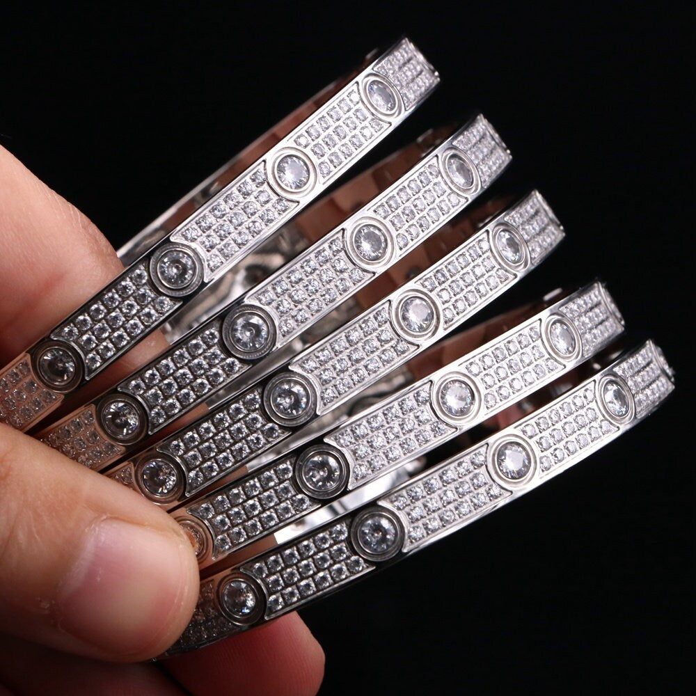 Screw Head Dimante Bracelet With Screwdriver, Stainless Steel Bangle For Women & Men