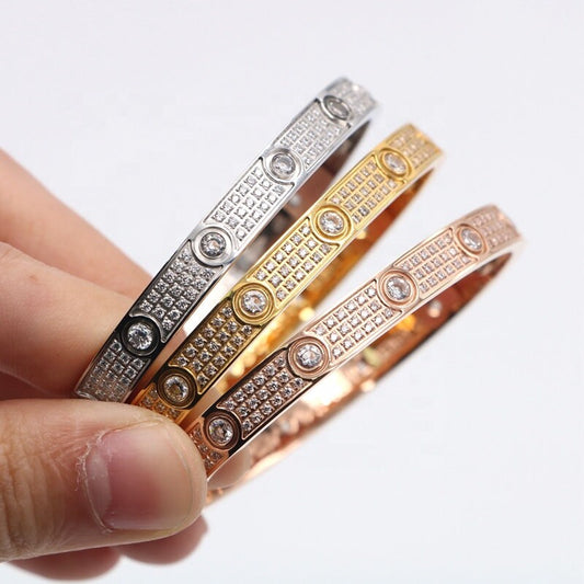 Screw Head Dimante Bracelet With Screwdriver, Stainless Steel Bangle For Women & Men