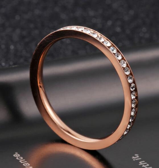 Simple Ring Jewelry Women Gold Color Jewelry Zircon Stainless Steel Ring