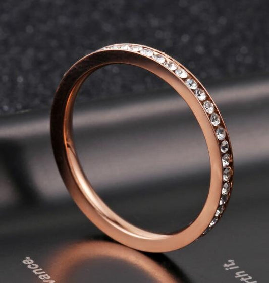 Simple Ring Jewelry Women Gold Color Jewelry Zircon Stainless Steel Ring