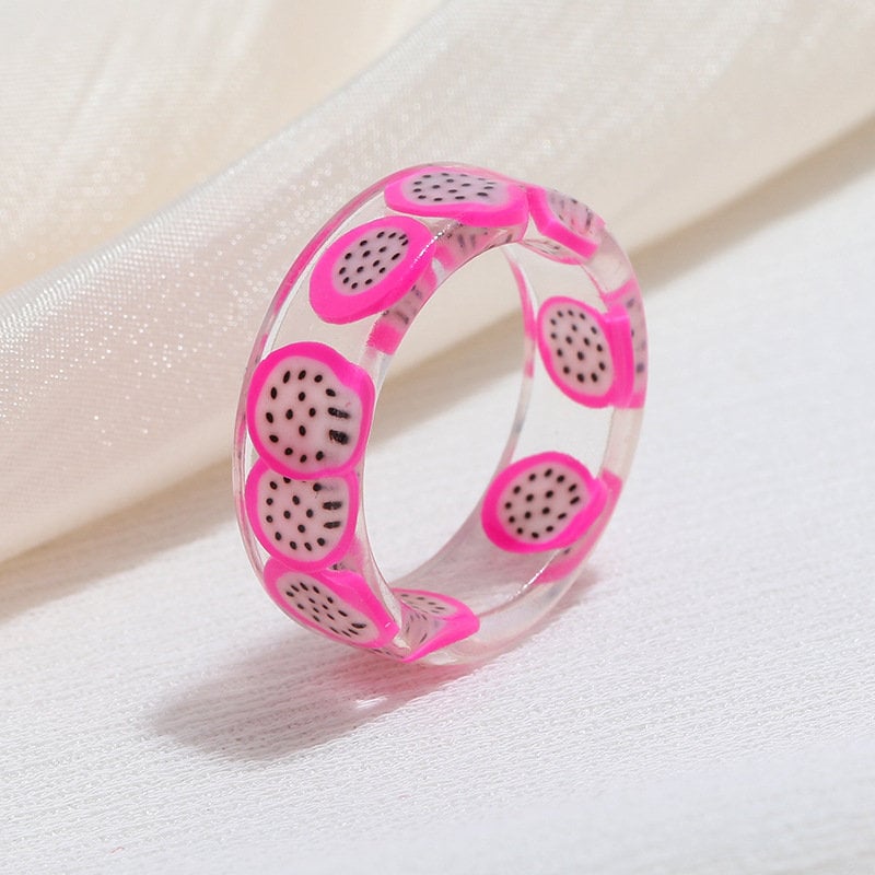 Fun Clear Fruity Resin Rings