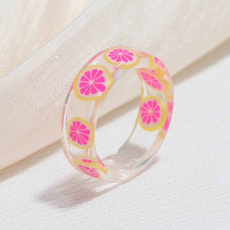 Fun Clear Fruity Resin Rings