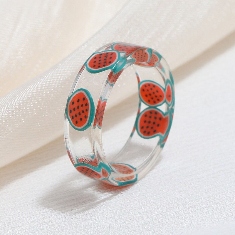 Fun Clear Fruity Resin Rings