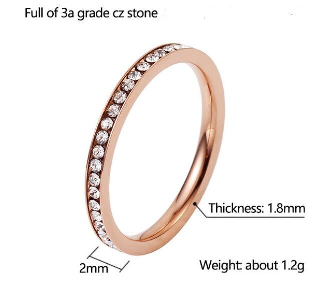 Simple Ring Jewelry Women Gold Color Jewelry Zircon Stainless Steel Ring