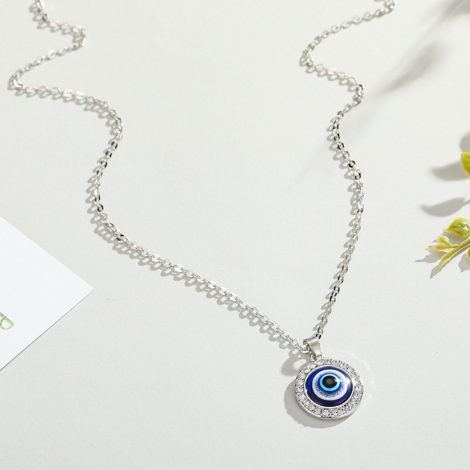 Gold And Silver Evil Eye Pendant Necklace
