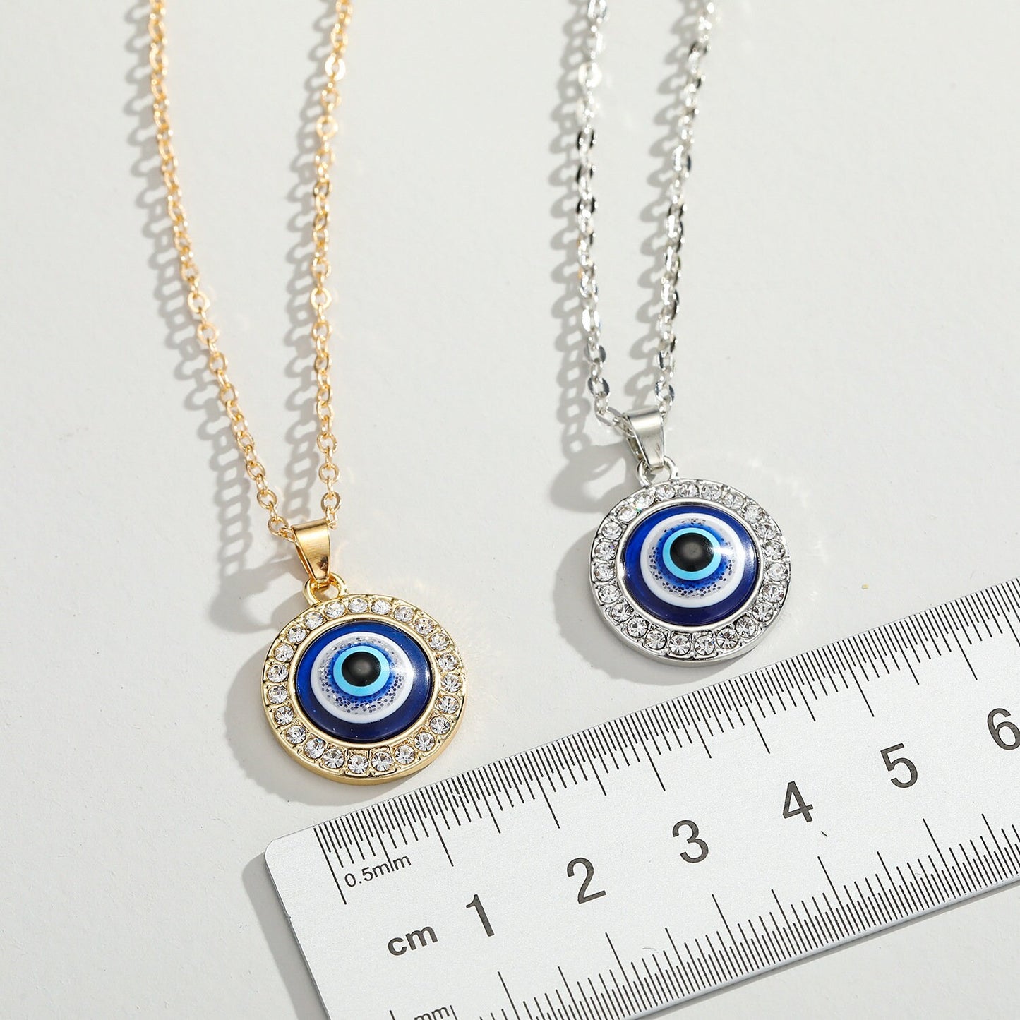Gold And Silver Evil Eye Pendant Necklace