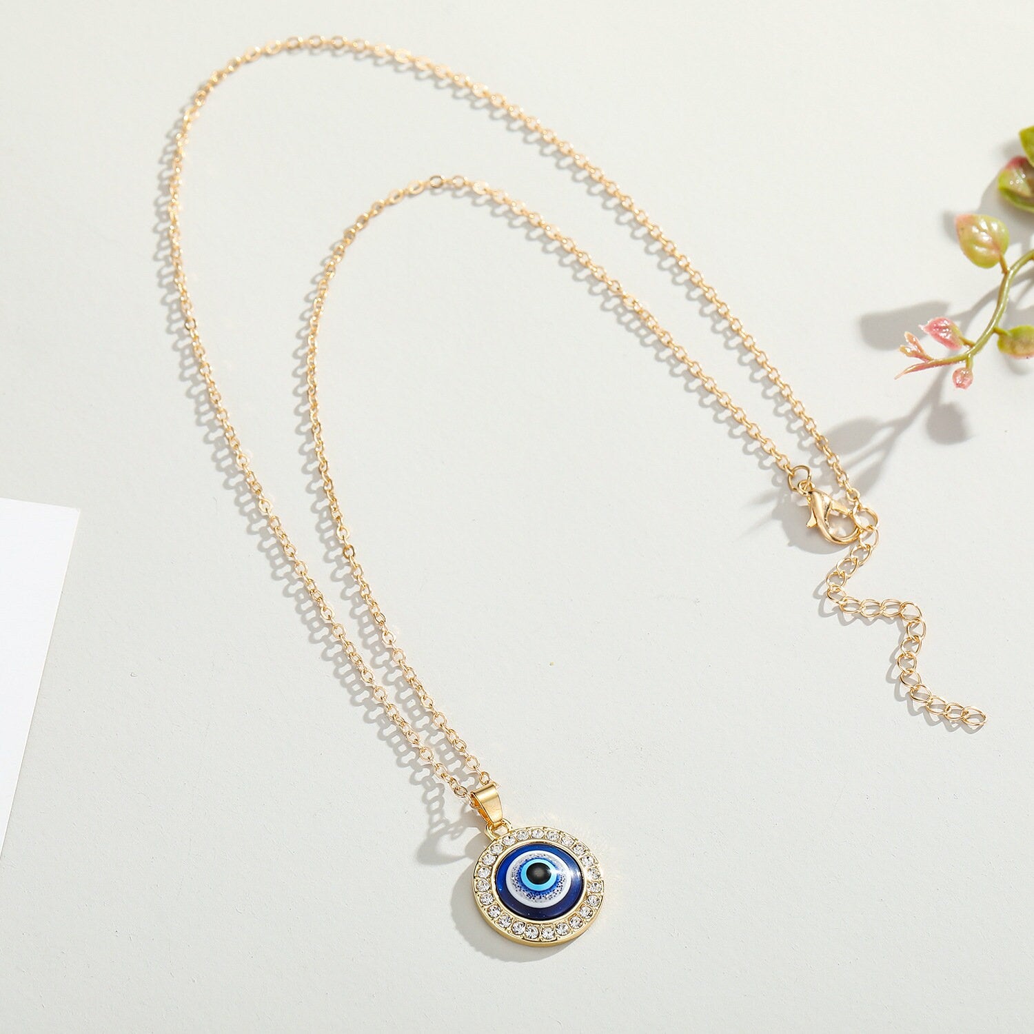 Gold And Silver Evil Eye Pendant Necklace