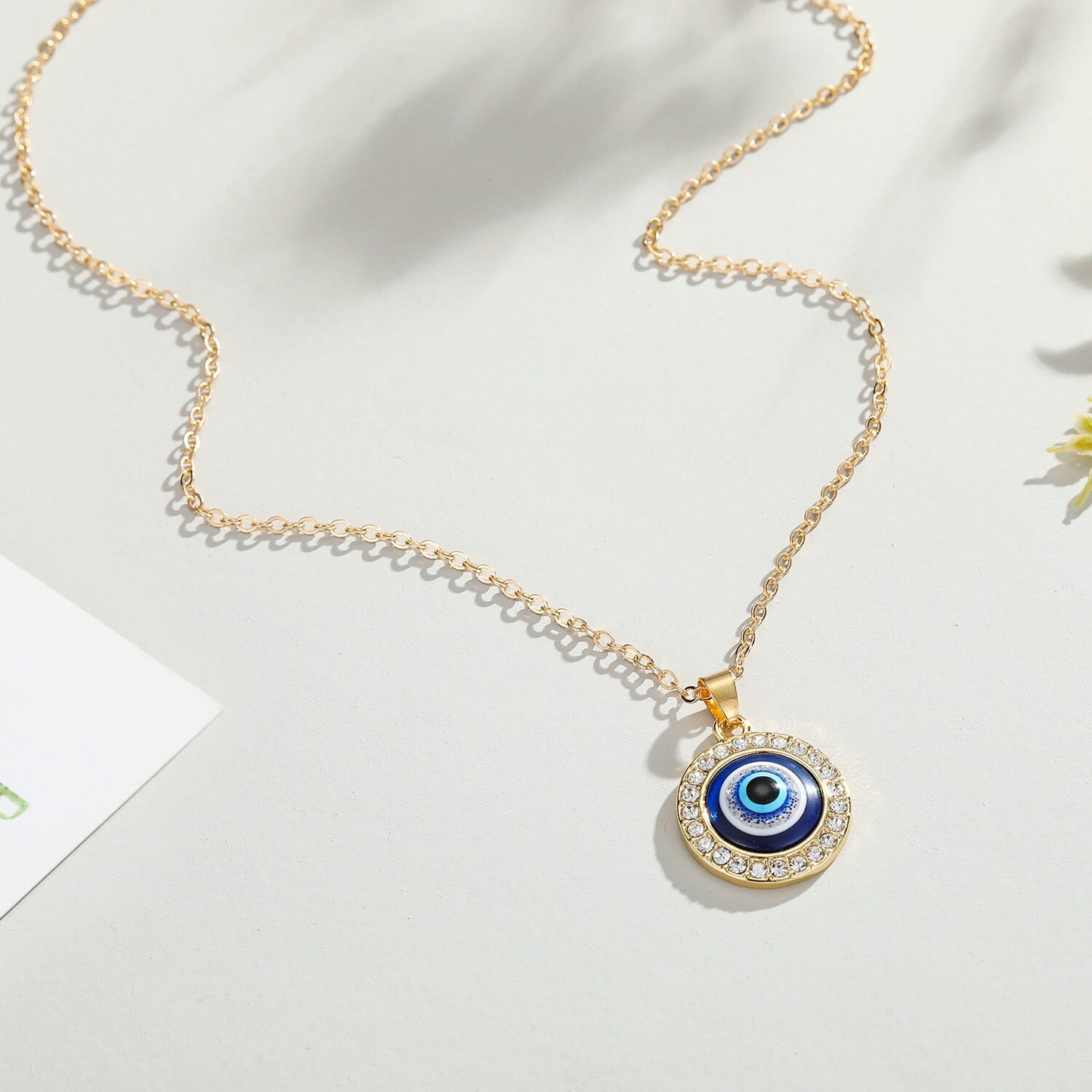 Gold And Silver Evil Eye Pendant Necklace