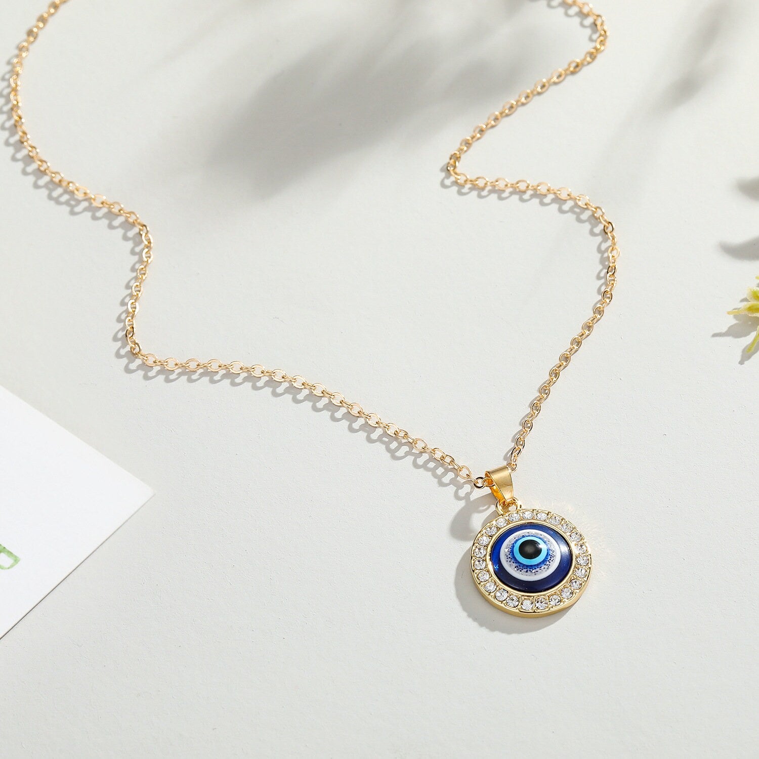 Gold And Silver Evil Eye Pendant Necklace