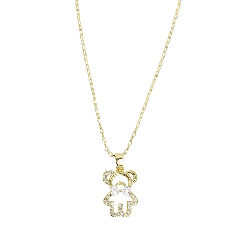 Gold Dimante Teddy Bear Necklace