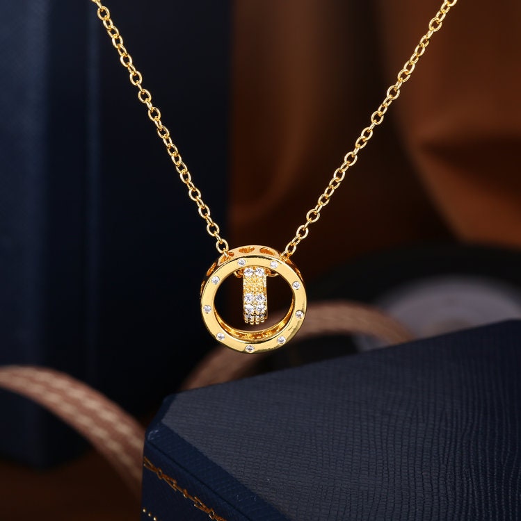 Gold And Silver Love Chain Necklace