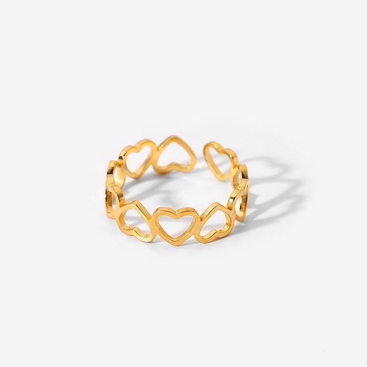 Gold Ajustable Loveheart Ring