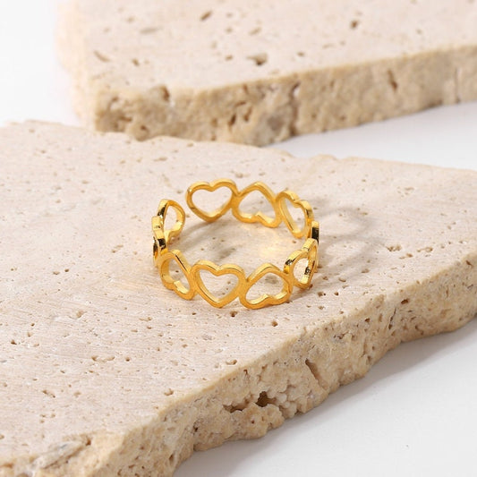Gold Ajustable Loveheart Ring