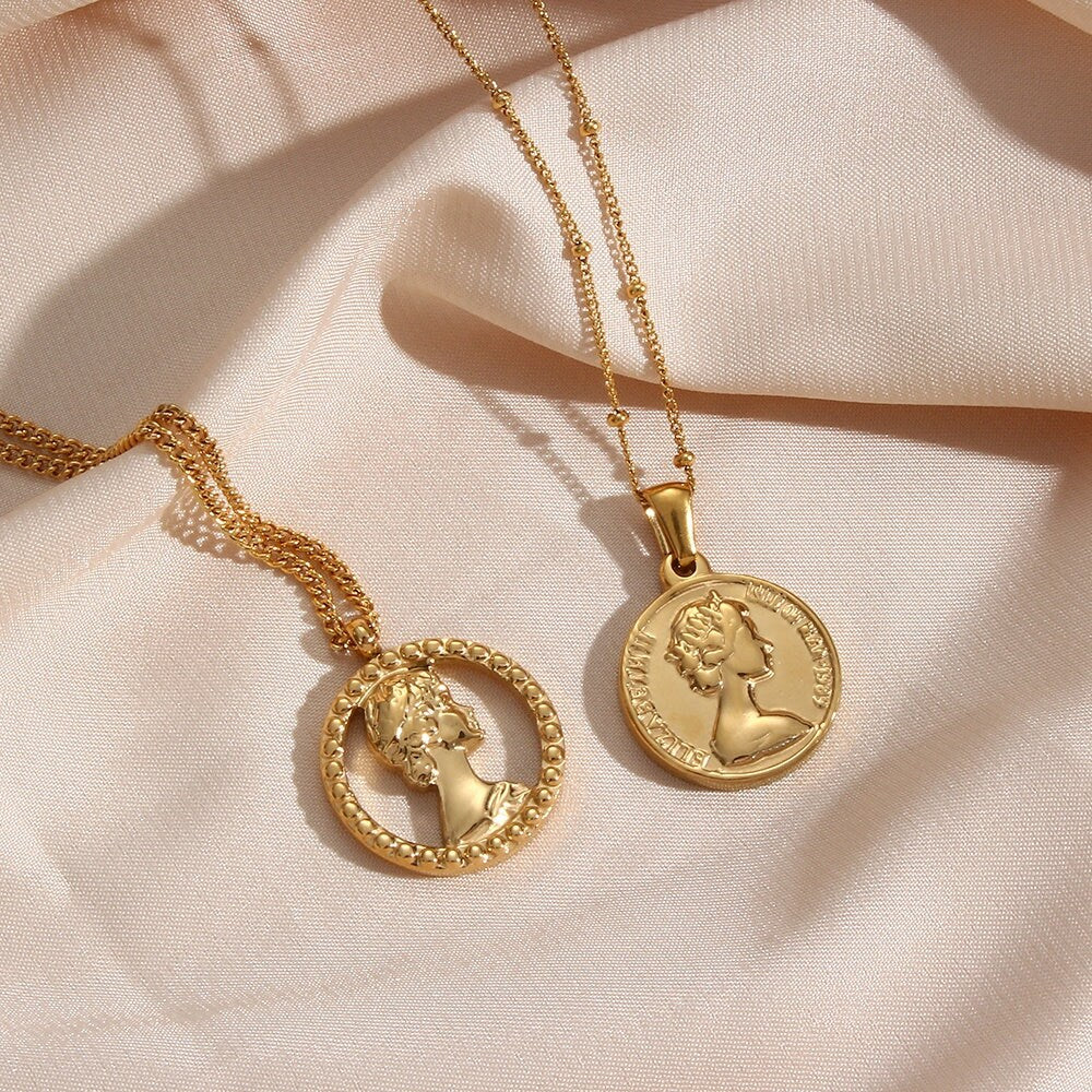 Stainless Steel Hollow Portraite Necklace