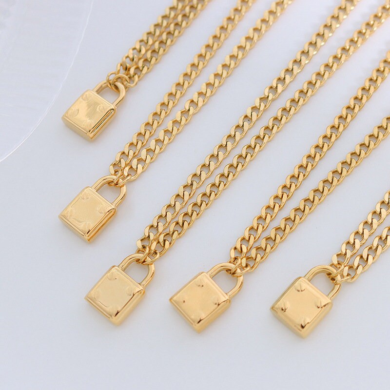 Gold And Silver Lock Style Necklace