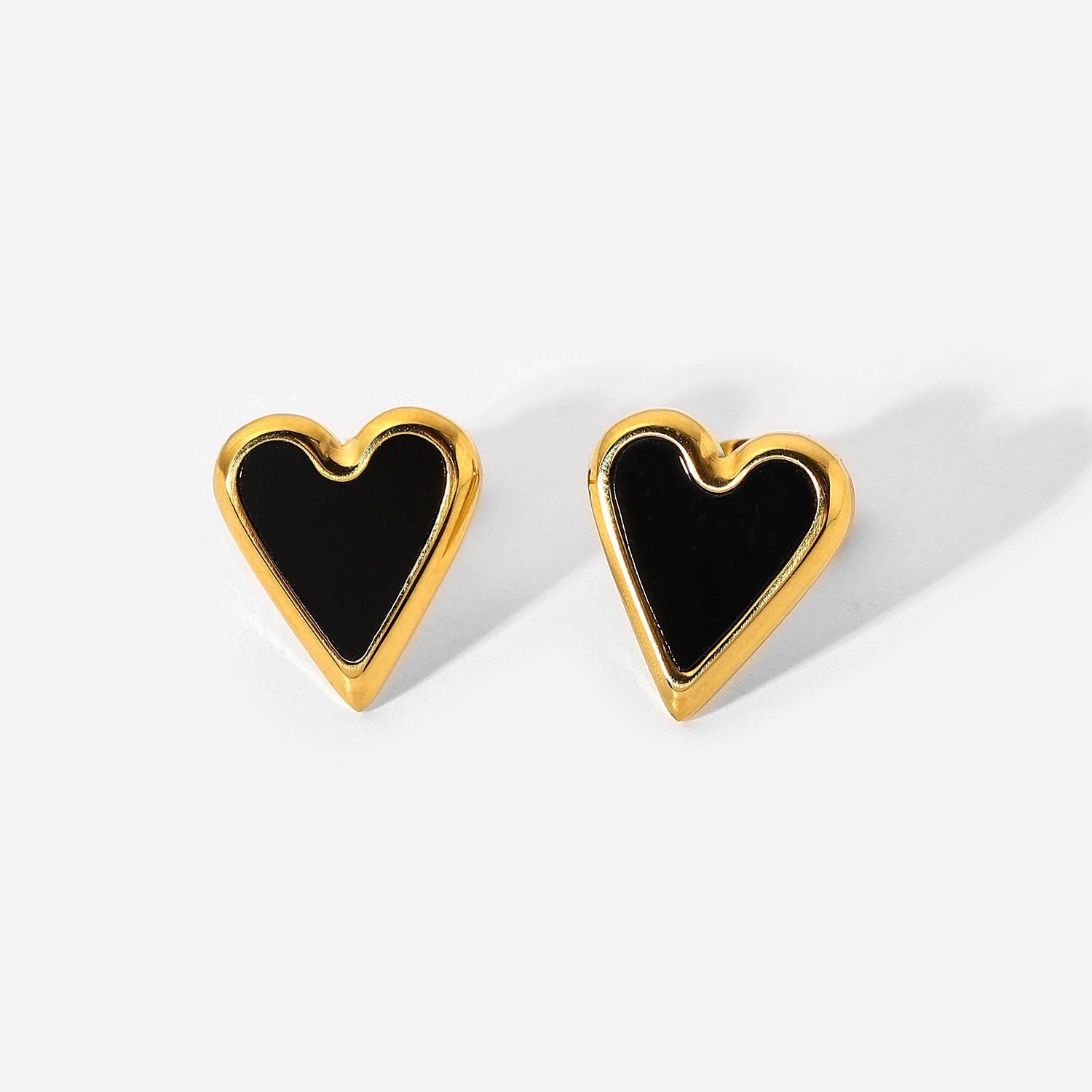 Chunky Gold Plated Heart Earrings, Shell Heart Stainless Steel Stud Earring