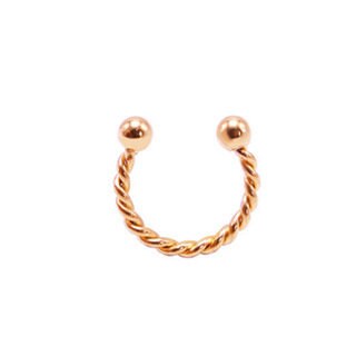 Twisted Horseshoe Septum Ring Piercing, Silver, Gold, Rose Gold, Black & Rainbow 8mm 16G