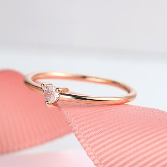 Geomentic Cubic Zircon Ring Rose Gold