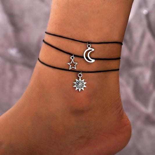 Sun Moon & Star Rope Anklet