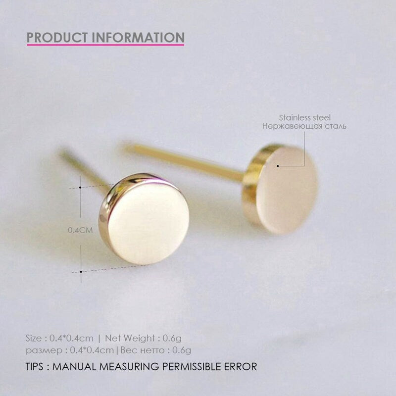 Gold Button Stud Earrings