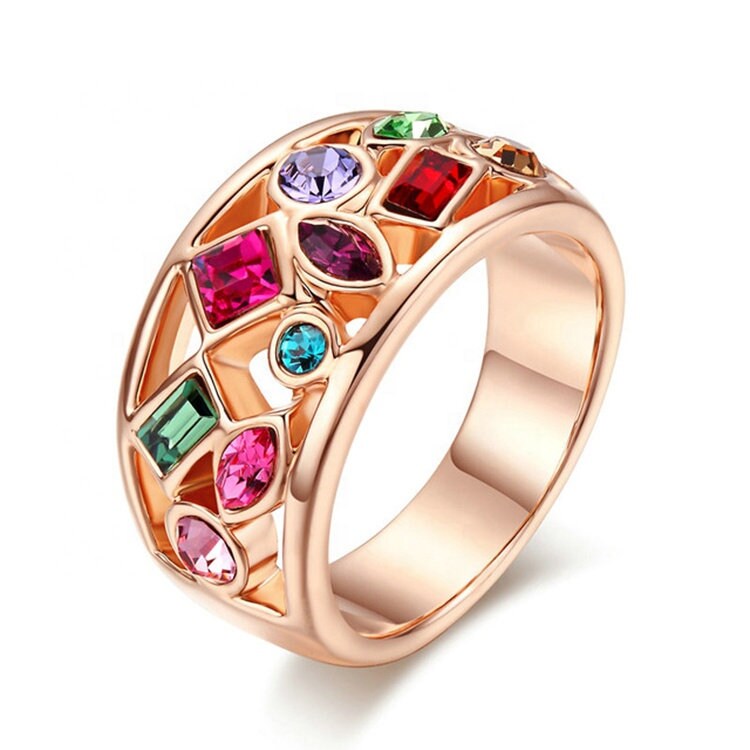 Gold Multistone Rainbow Ring