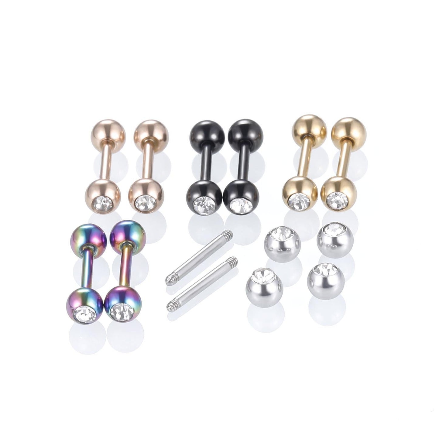 Tongue Barbell Ring With Zircon Nipple Piercing Helix Earrings Tragus Stainless Steel Piercing Jewelry