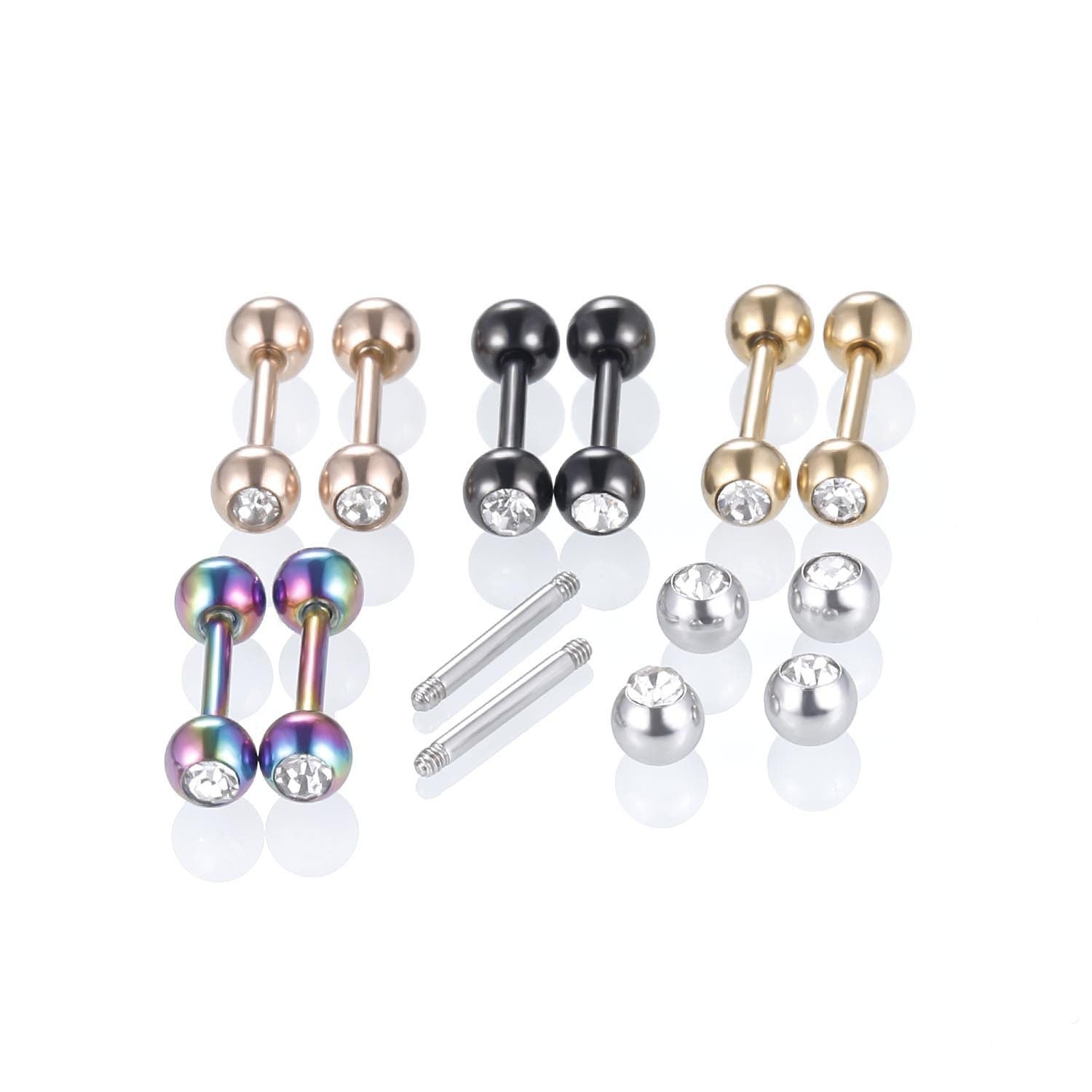 Tongue Barbell Ring With Zircon Nipple Piercing Helix Earrings Tragus Stainless Steel Piercing Jewelry