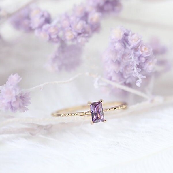 Purple Zircon Gemstone Ring