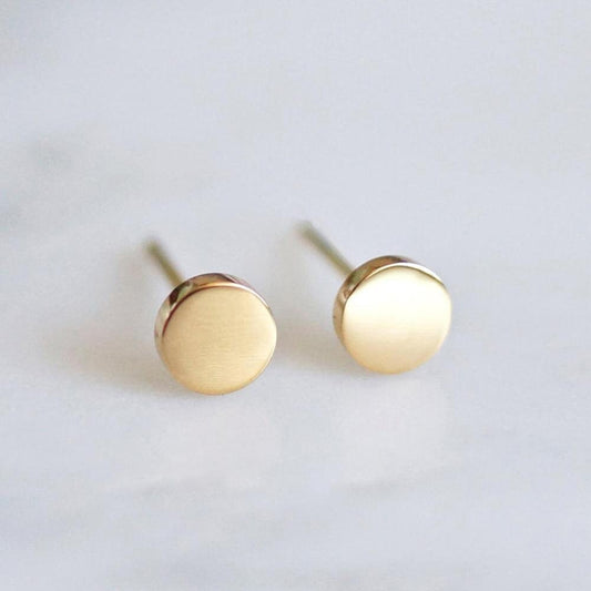 Gold Button Stud Earrings
