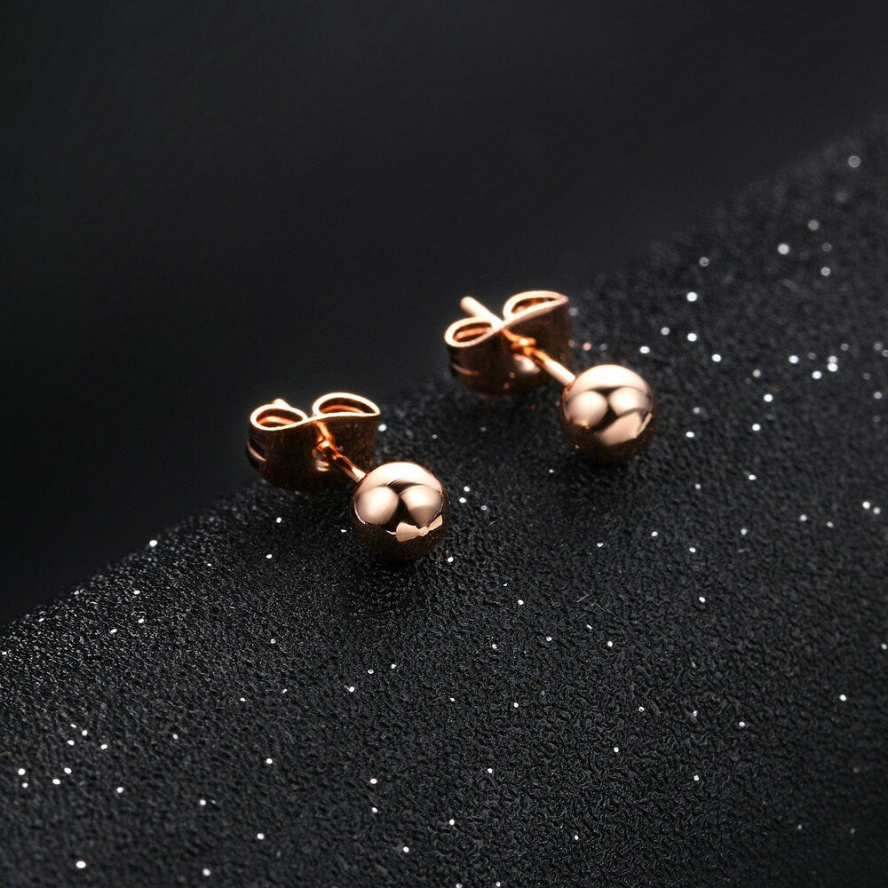 Rose Gold Rounded Ball Stud Earrring