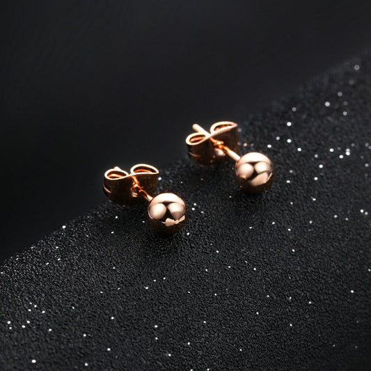 Rose Gold Rounded Ball Stud Earrring