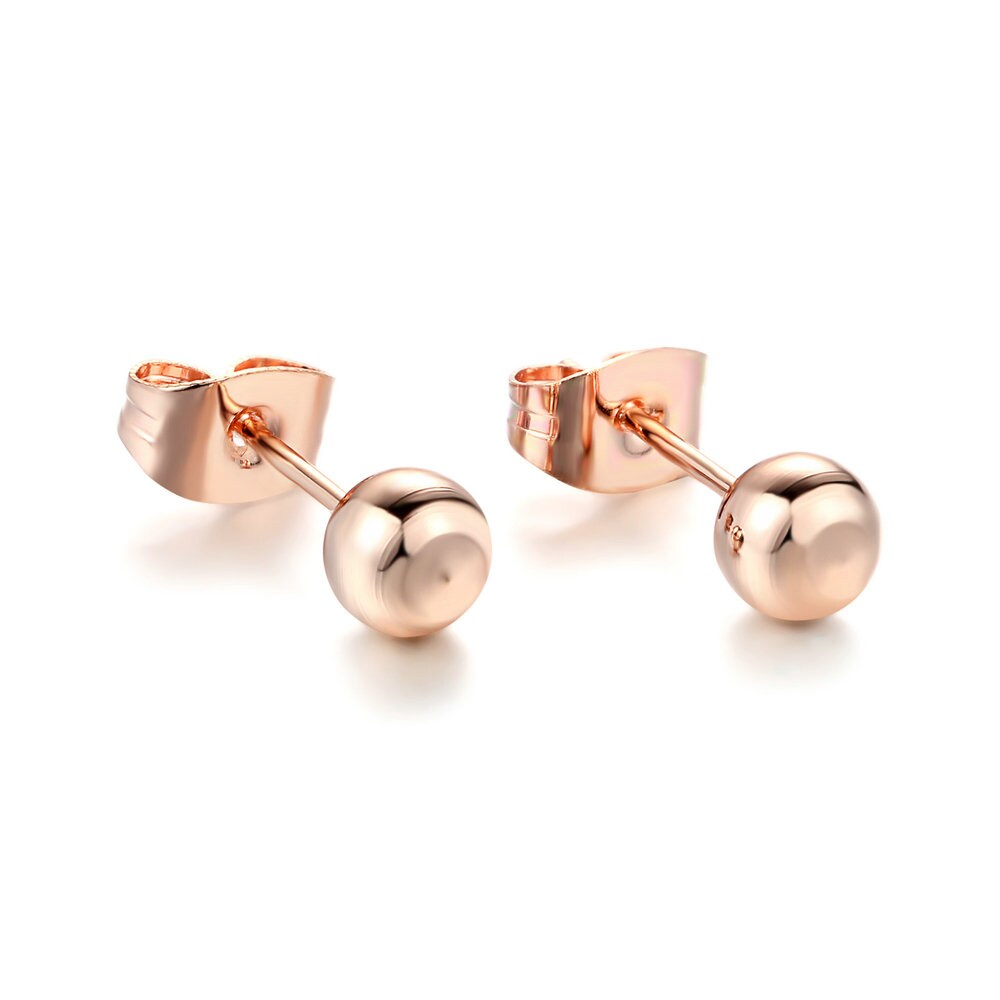Rose Gold Rounded Ball Stud Earrring