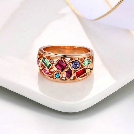 Gold Multistone Rainbow Ring