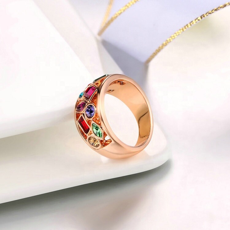 Gold Multistone Rainbow Ring