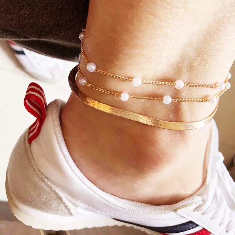 Set Of Three Pearl Anklet/Bracelet