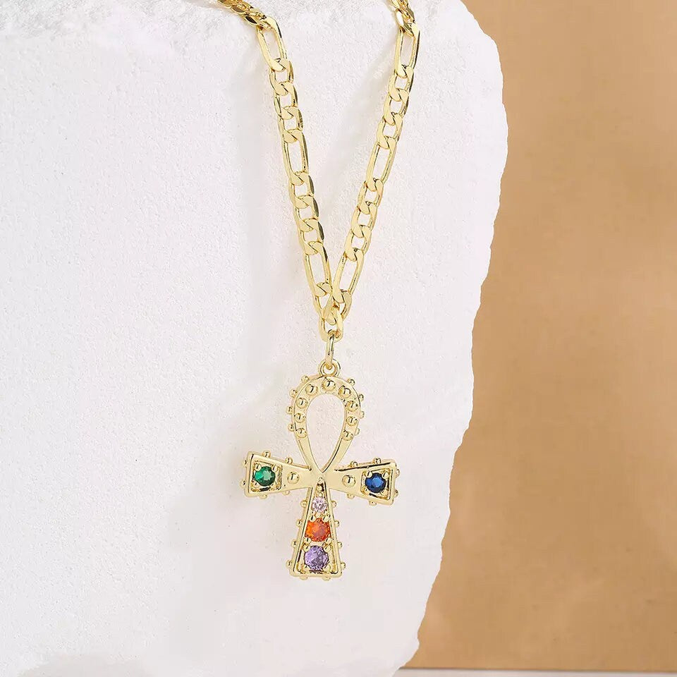 Ankh Gemstone Necklace