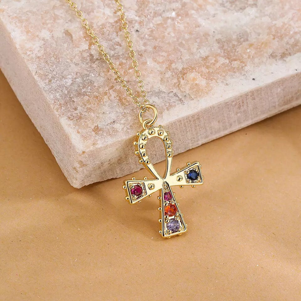 Ankh Gemstone Necklace