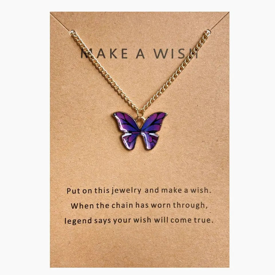 Butterfly Charm Make A Wish Neckalce