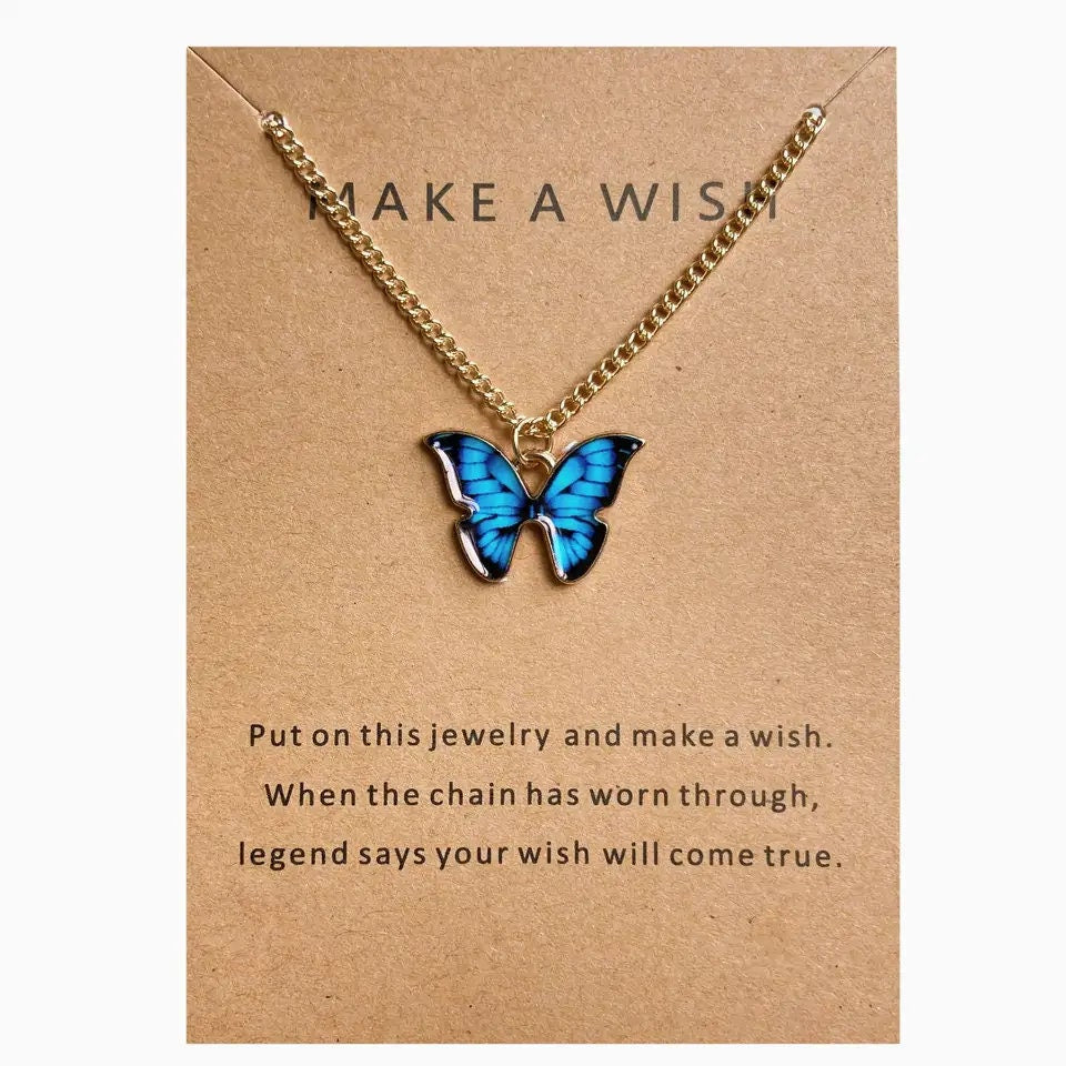 Butterfly Charm Make A Wish Neckalce