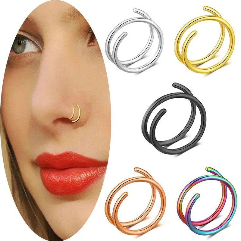 Double Nose Ring Piercing For Single Hole Noses
