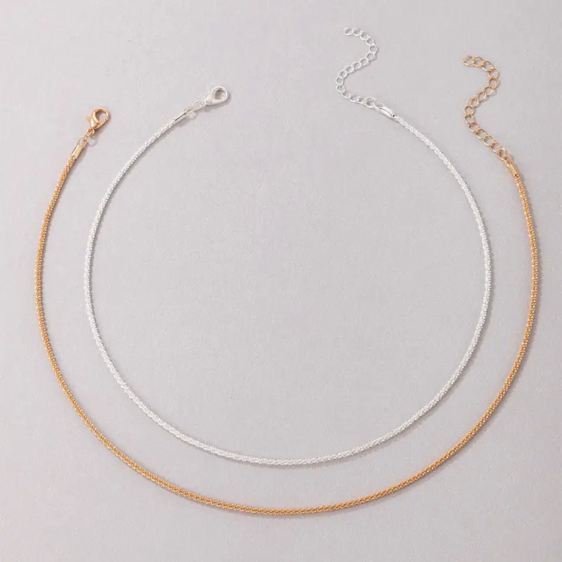 Womens Silver Minimalist Clavicle Necklace