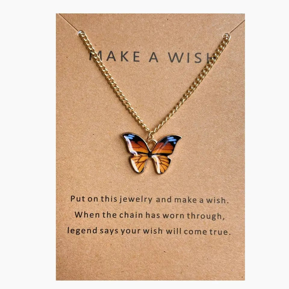 Butterfly Charm Make A Wish Neckalce