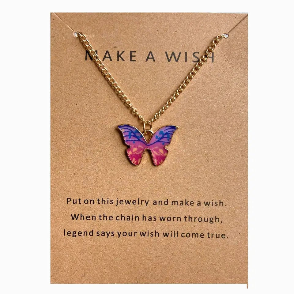 Butterfly Charm Make A Wish Neckalce
