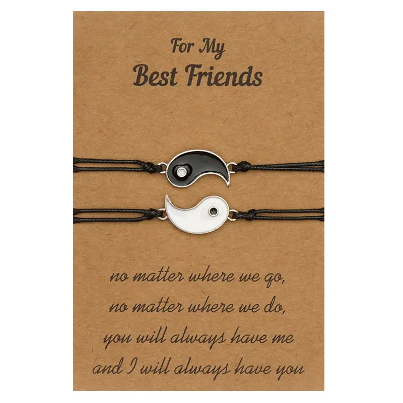2pcs/set Fashion Yin Yang Taiji Bracelet For Women Men Black String Best Friends Forever Rope Bracelet & Pendants BFF Jewelry