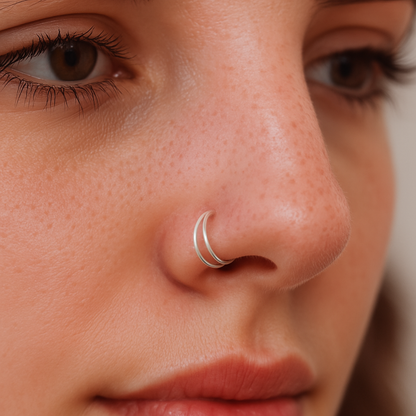 Double Nose Ring Piercing For Single Hole Noses