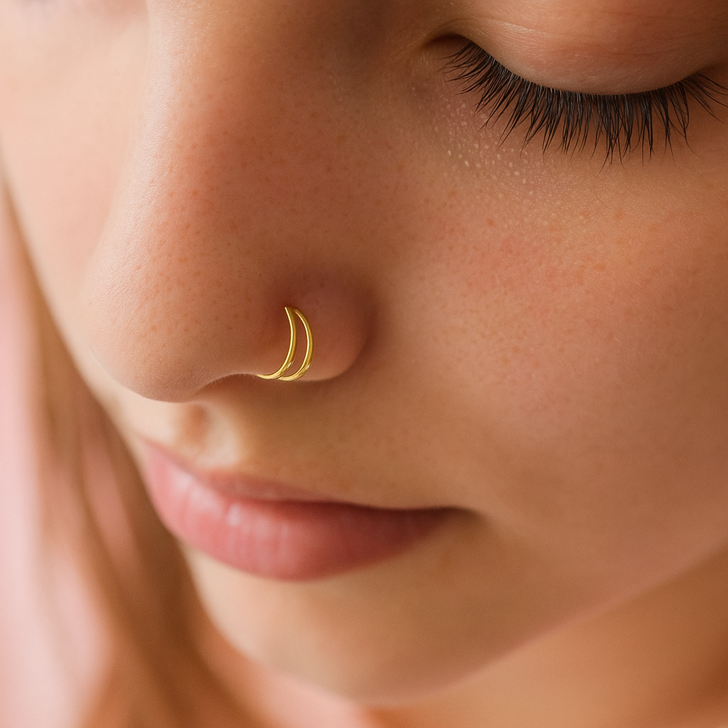 Double Nose Ring Piercing For Single Hole Noses