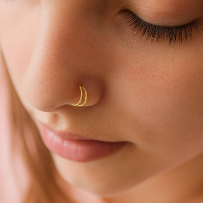 Double Nose Ring Piercing For Single Hole Noses
